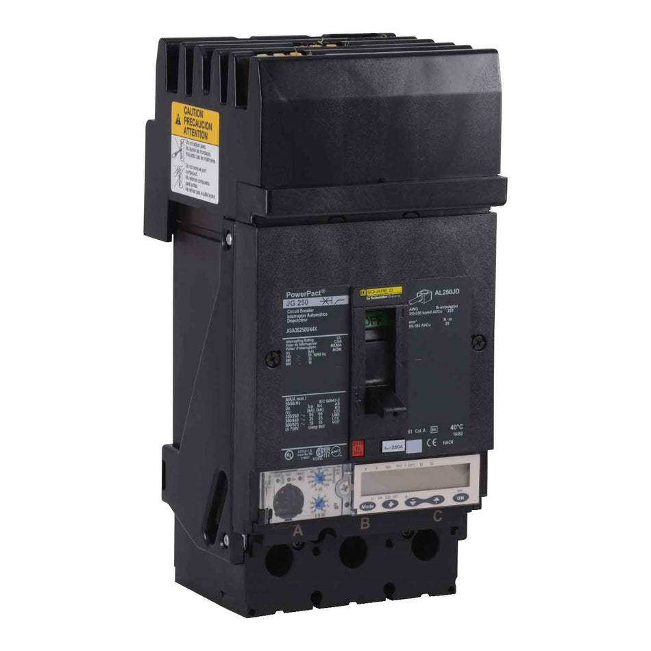 Square D JLA36250U31X Molded Case Circuit Breaker – 3 Pole – 250A – 600V – I-Line Style Plug-In – Solid State – LI Protection