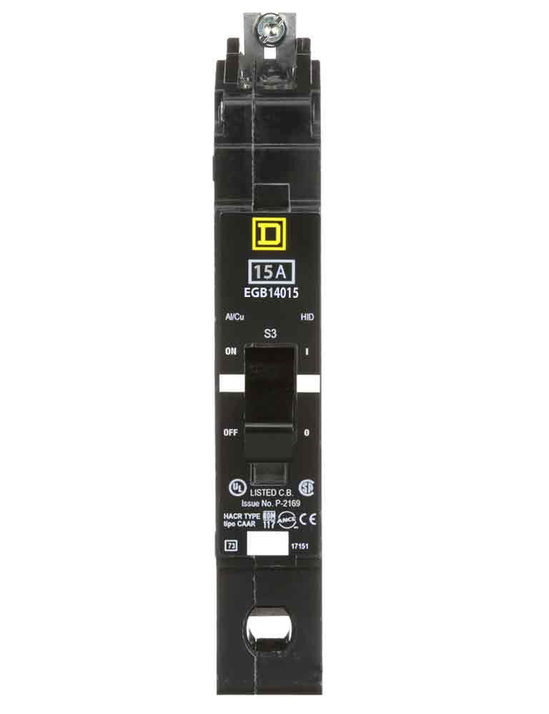 Square D EGB14015 Bolt-On Circuit Breaker – 1 Pole – 15A – 277V AC – Thermal Magnetic – E-Frame