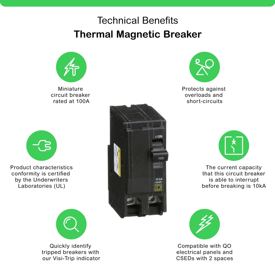 QO2100 - Square D - 100 Amp Circuit Breaker
