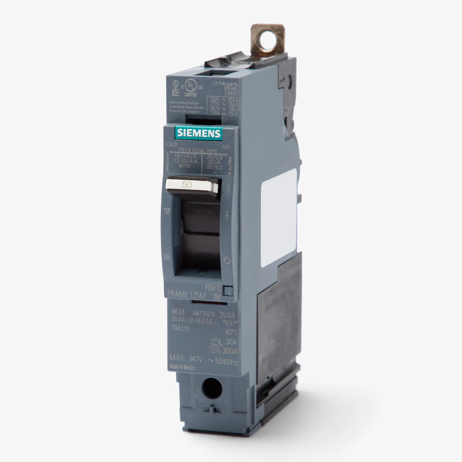 Siemens 3VA4150-5ED14-0AA0 50A 1P Molded Case Circuit Breaker – Bolt-On – 120/277V AC