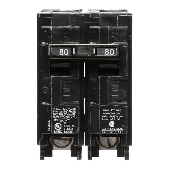 Siemens Q280 80A 2-Pole Thermal-Magnetic – Plug-In – 120/240V