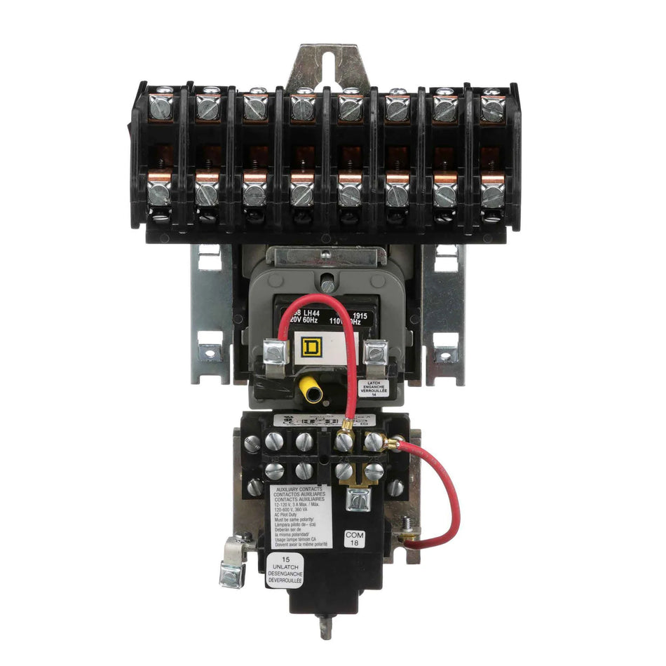 Square D 8903LXO80V02 Lighting Contactor – Class 8903 – Type LX – 8 Pole – 30A – 600VAC – 120VAC Coil – Mechanically Held – Open Type