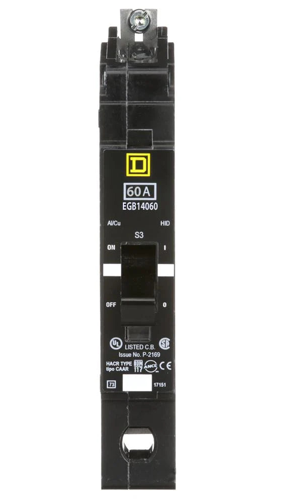 Square D EGB14060 Bolt-On Circuit Breaker – 1 Pole – 60A – 277V AC – Thermal Magnetic – E-Frame
