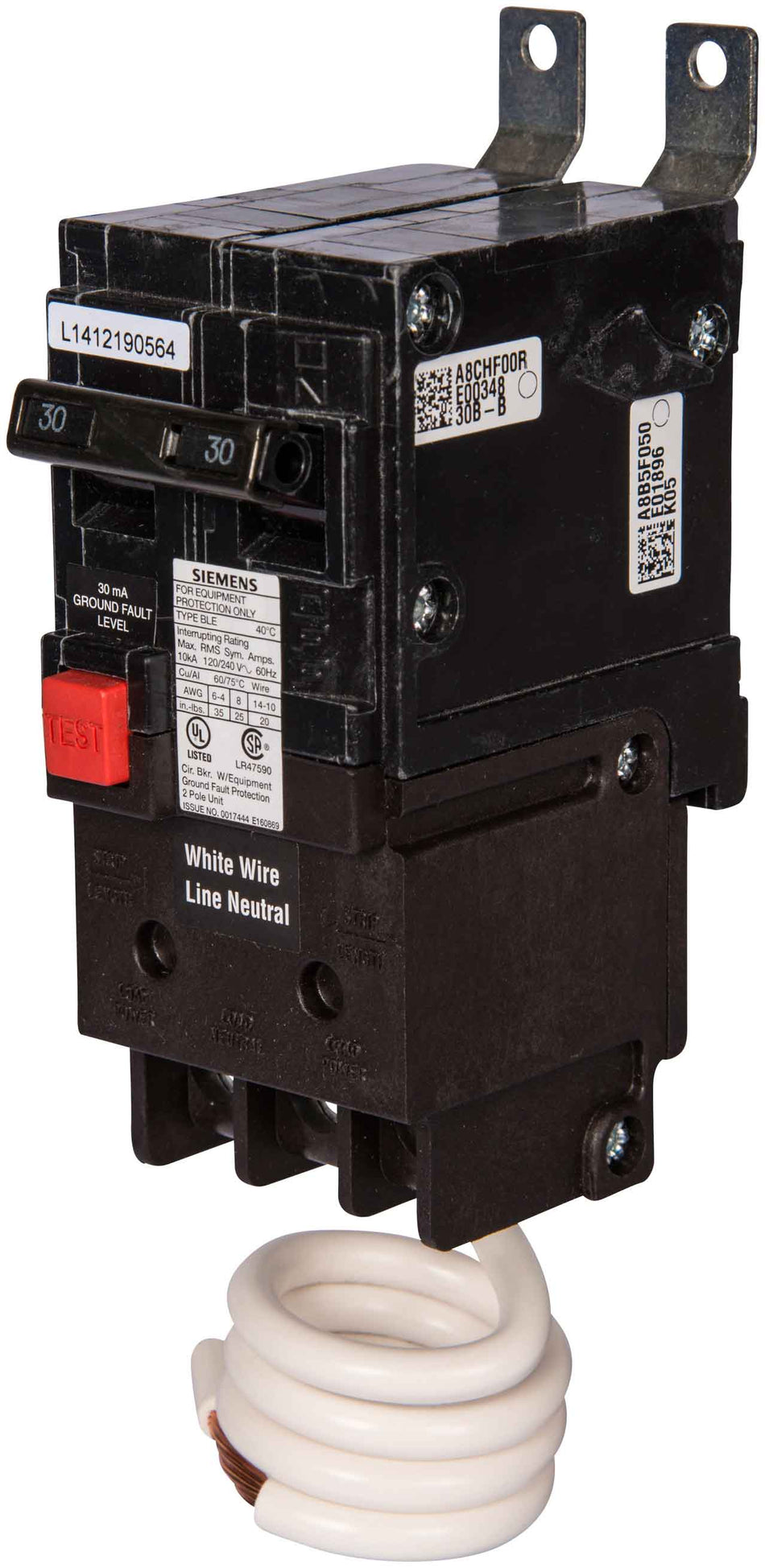 Siemens BE260H Molded Case Circuit Breaker – BL Series – 60A – 2 Pole – 120/240V – 22kAIC – BLEH GFI 30mA – Bolt-On