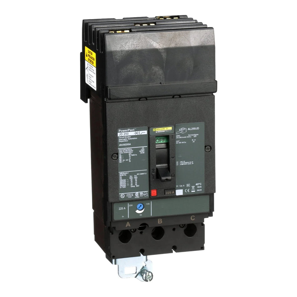 Square D JDA36250U44X Molded Case Circuit Breaker – 3 Pole – 250A – 600V – I-Line Style Plug-In – Solid State – LSIG Protection