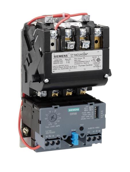 Siemens 14EUE32BA Class 14 Full Voltage Motor Starter – Size 1¾ – 3-Pole – 40A – 240V – Solid-State Overload – 110–120/220–240VAC Coil