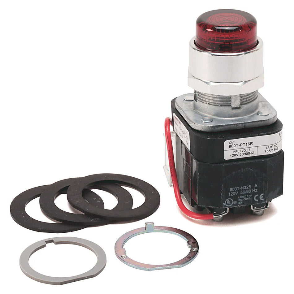 800T-PT16W Pilot Light – 30.5mm – 10A – 120VAC – Push-To-Test