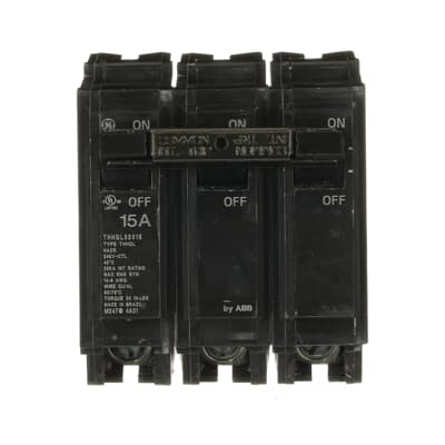 ABB / GE THQB32050 50 Amp 3 Pole Miniature Circuit Breaker – Q-Line – Bolt-On – 240V AC