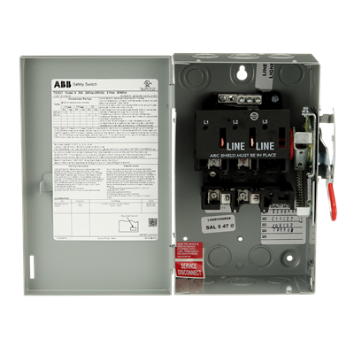 ABB / GE TG3223 100 Amp 2 Pole Fusible Safety Switch – General Duty – NEMA 1 – 240V AC