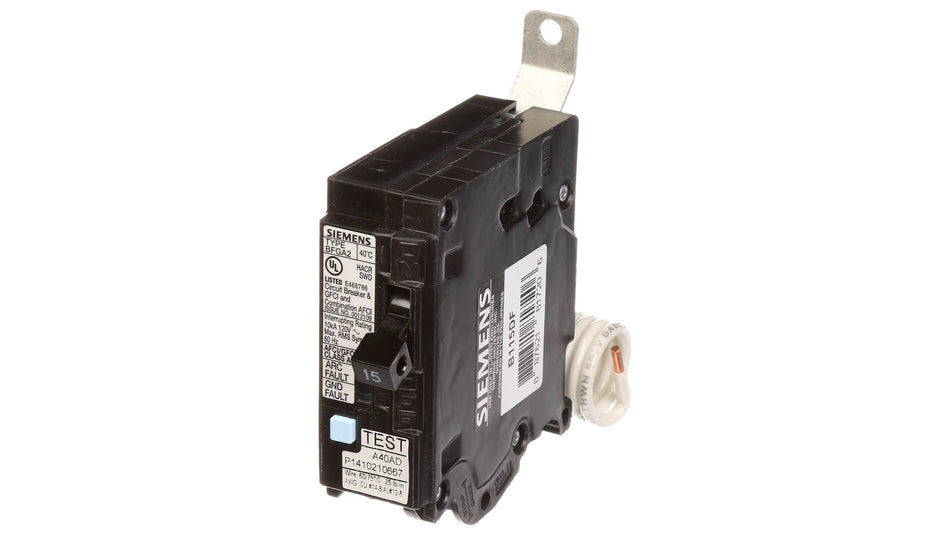 Siemens B115DF Molded Case Circuit Breaker – 15A – 1 Pole – Bolt-On Thermal Magnetic Circuit Breaker