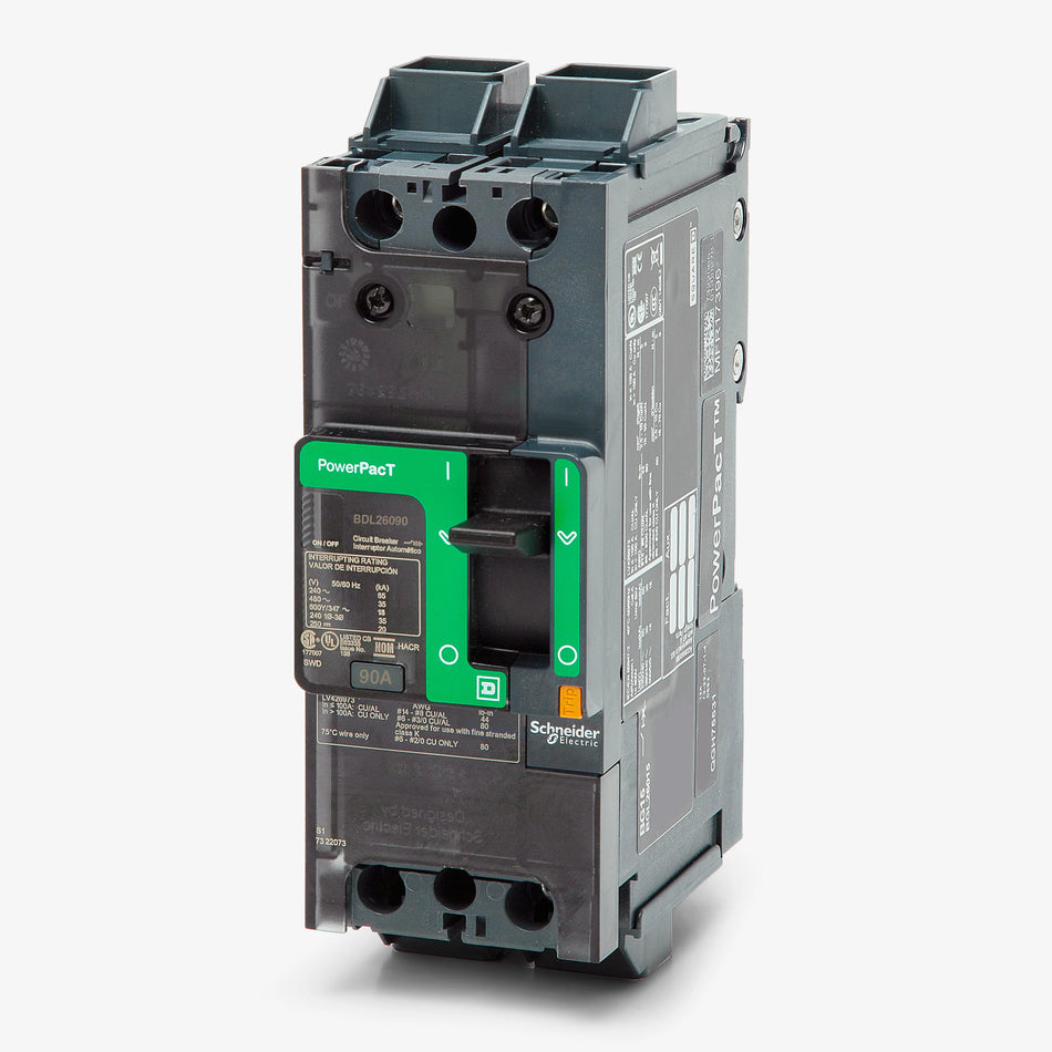 Square D BDL26090 PowerPact B Circuit Breaker – 2 Pole – 90A – Thermal Magnetic – Unit Mount – EverLink Terminals