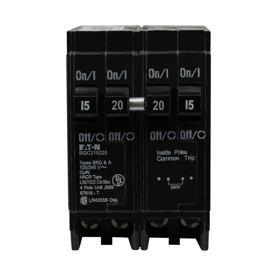 Eaton BQC230230 30A 4-Pole Thermal Magnetic Circuit Breaker – Plug-On – 120/240V