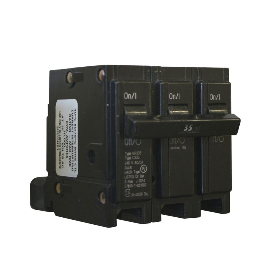 Eaton BR335 BR Thermal Magnetic Circuit Breaker – 35A, 3-Pole, 240V
