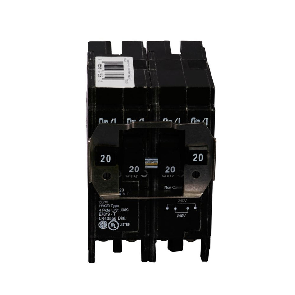 Eaton BR420 BR Thermal Magnetic Circuit Breaker – 20A, 4-Pole, 120/240V