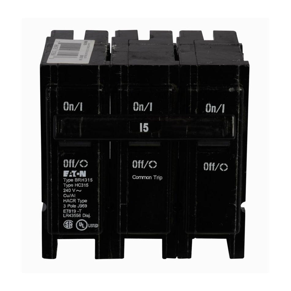 Eaton BRH315 BR Thermal Magnetic Circuit Breaker – 15A, 3-Pole, 240V