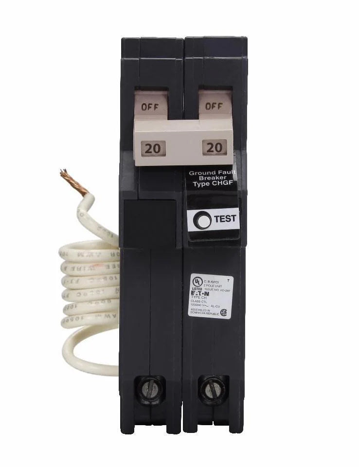 CHN220GF - Eaton - 2P- 20 Amp Ground Fault Breaker