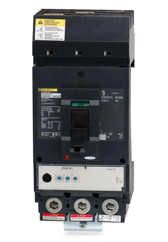 Square D LDA36400U31X PowerPact MCCB – 3 Pole – 400A – 600V – I-Line Plug-In – Electronic Trip Unit (LSI) – Molded Case Circuit Breaker