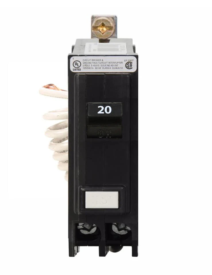 QBGFT1020- Eaton  20A 120/240V Single-Pole Ground Fault Circuit Breaker Bolt-On 10 kAIC