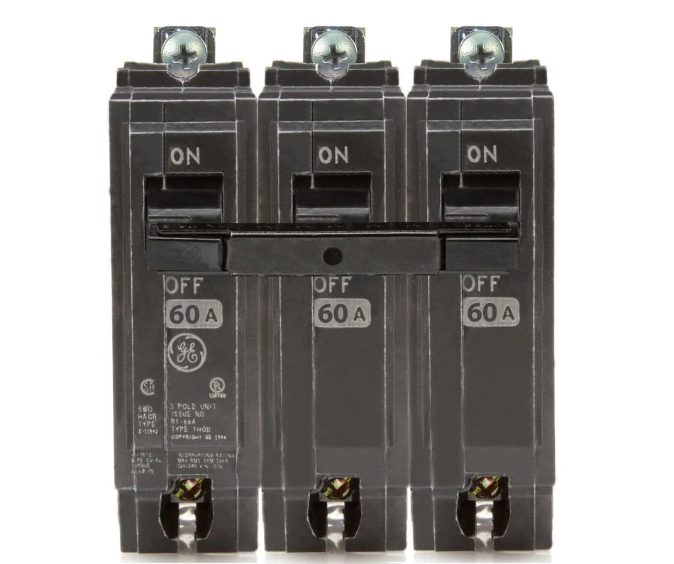 THQB32060 - General Electric Bolt-On 240V 60A 3 pole circuit breaker 10kA@208V