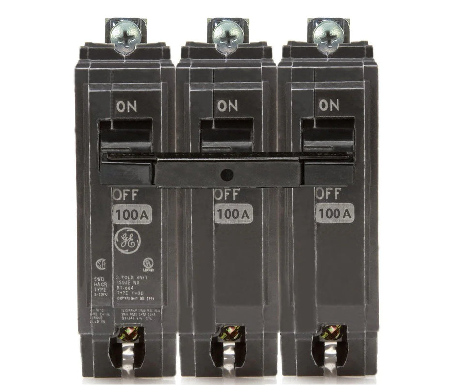 THQB32100 - General Electric Bolt-On 240V 100A 3 pole circuit breaker 10kA@208V