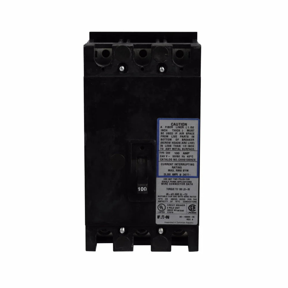 CHH3100H2X - Eaton - 100 Amp Molded Case Circuit Breaker