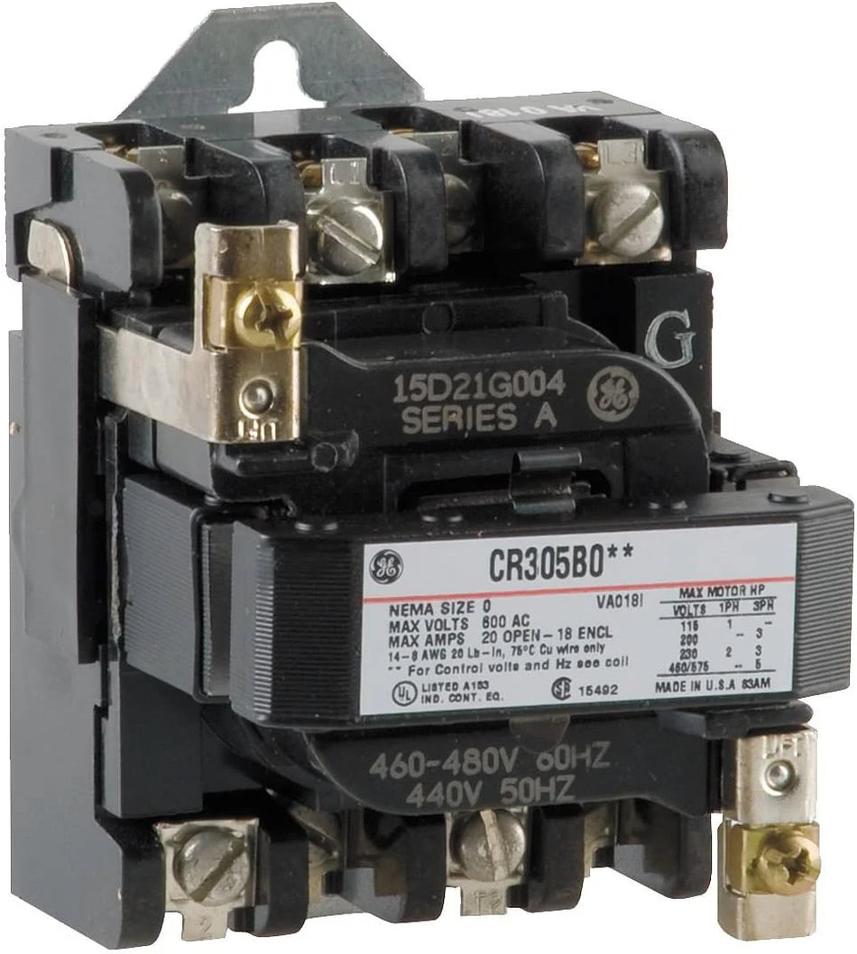 General Electric CR305C002 Contactor – 3 Pole, 30A, 600V, 300-Line Series, NEMA Size 1