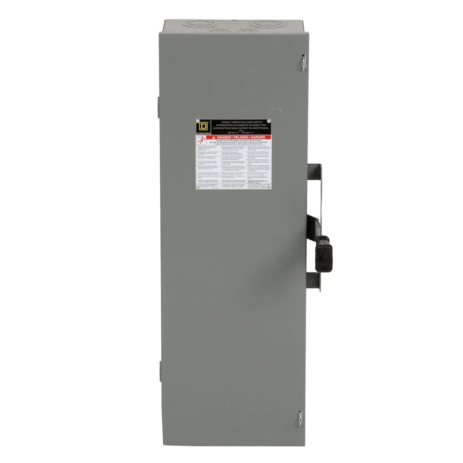 Square D DTU321 Double Throw Safety Switch – 3 Pole – 30A – 240VAC – Non-Fusible – F Series – NEMA 1 – Transfer Switch