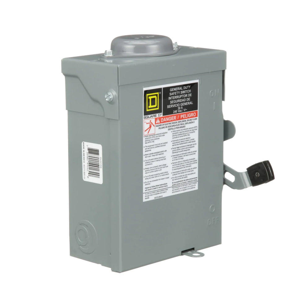 Square D DU321RB Safety Switch – 3 Pole – 30A – 240VAC – Non-Fusible – General Duty – NEMA 3R