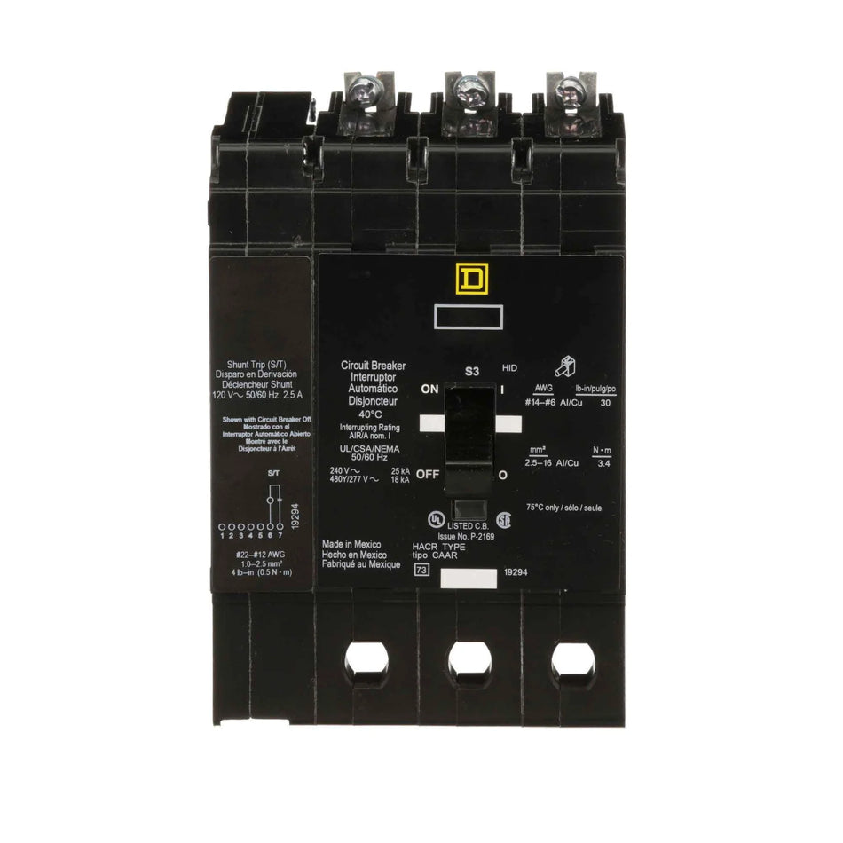 Square D EDB34110SA E-Frame Molded Case Circuit Breaker – 3 Pole – 110A – 480V – Bolt-On – Thermal Magnetic – LI Function