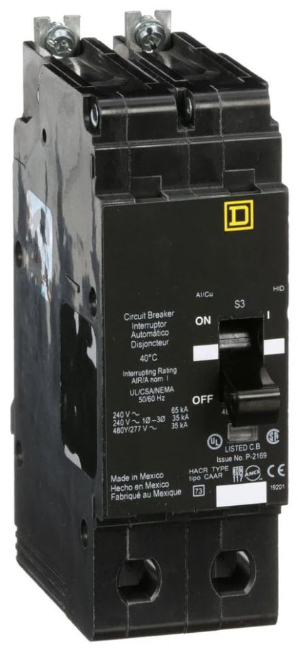 Square D EGB24045 45A 2-Pole 480Y/277V Bolt-On Thermal Magnetic Circuit Breaker 35kAIC
