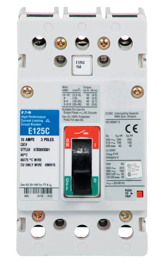 EGB3060FFB - Cutler Hammer Bolt-On 480V 60A 3 pole circuit breaker 18kA@480V