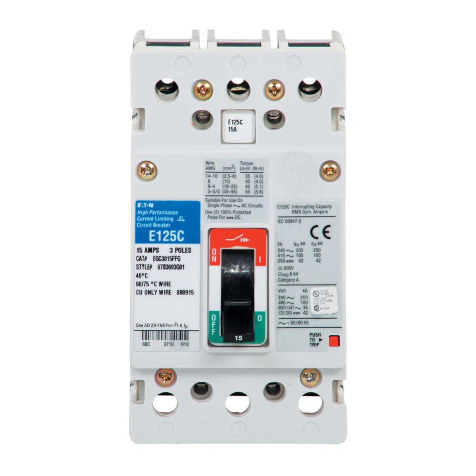 Eaton EGE3030FFG Series G Molded Case Circuit Breaker – 30A, 3-Pole, 600Y/347VAC, 35 kAIC