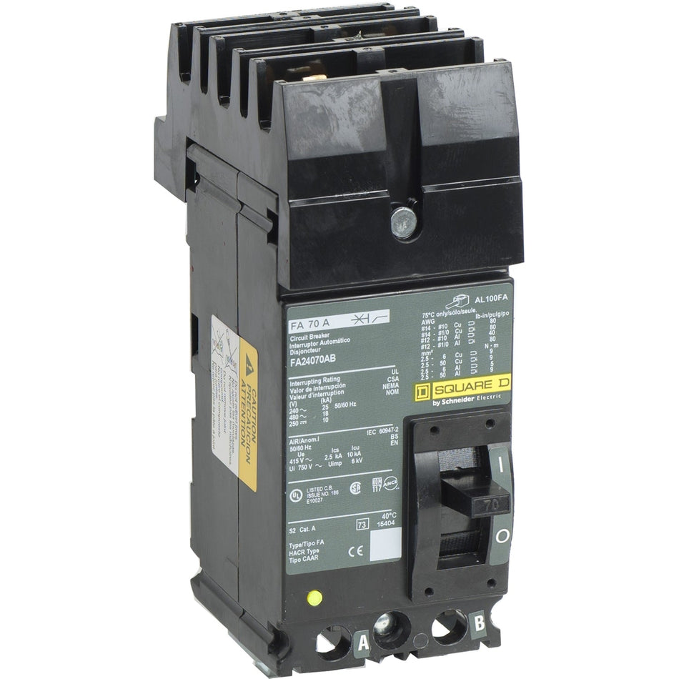 FA24070AB - Square D I-Line Style Plug-In 480V 70A 2 pole circuit breaker 18kA@480V
