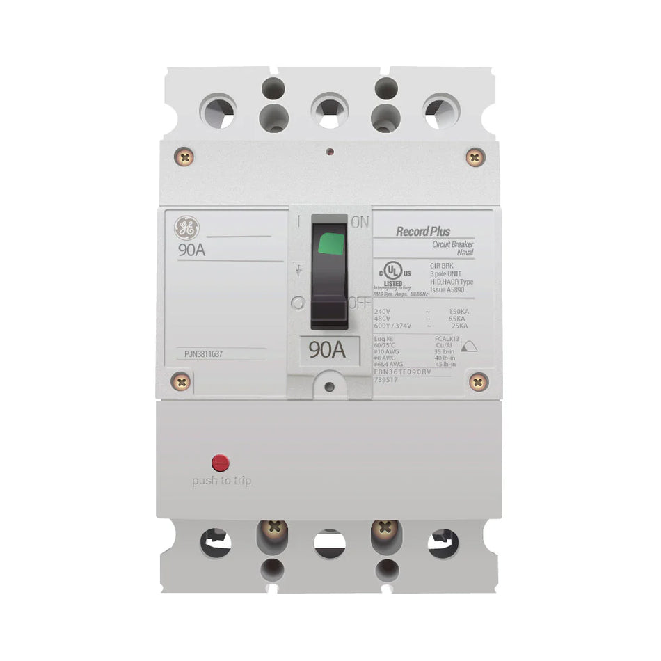 General Electric FBN36TE090RV Molded Case Circuit Breaker – 3 Pole, 90A, Record Plus Series