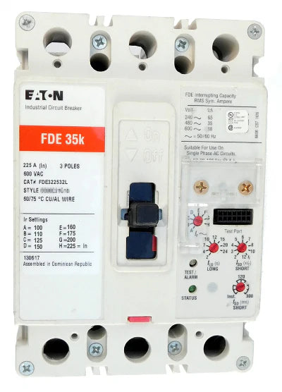 Eaton FDE322532L 225A 3 Pole Molded Case Circuit Breaker – Bolt-On – 600VAC