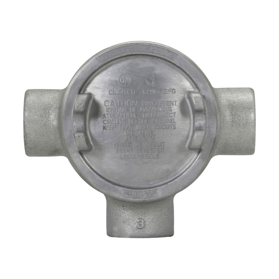 Eaton Crouse-Hinds GUAT49 SA Condulet Outlet Box with Cover – 1-1/4 in, Shape T, Copper-Free Aluminum