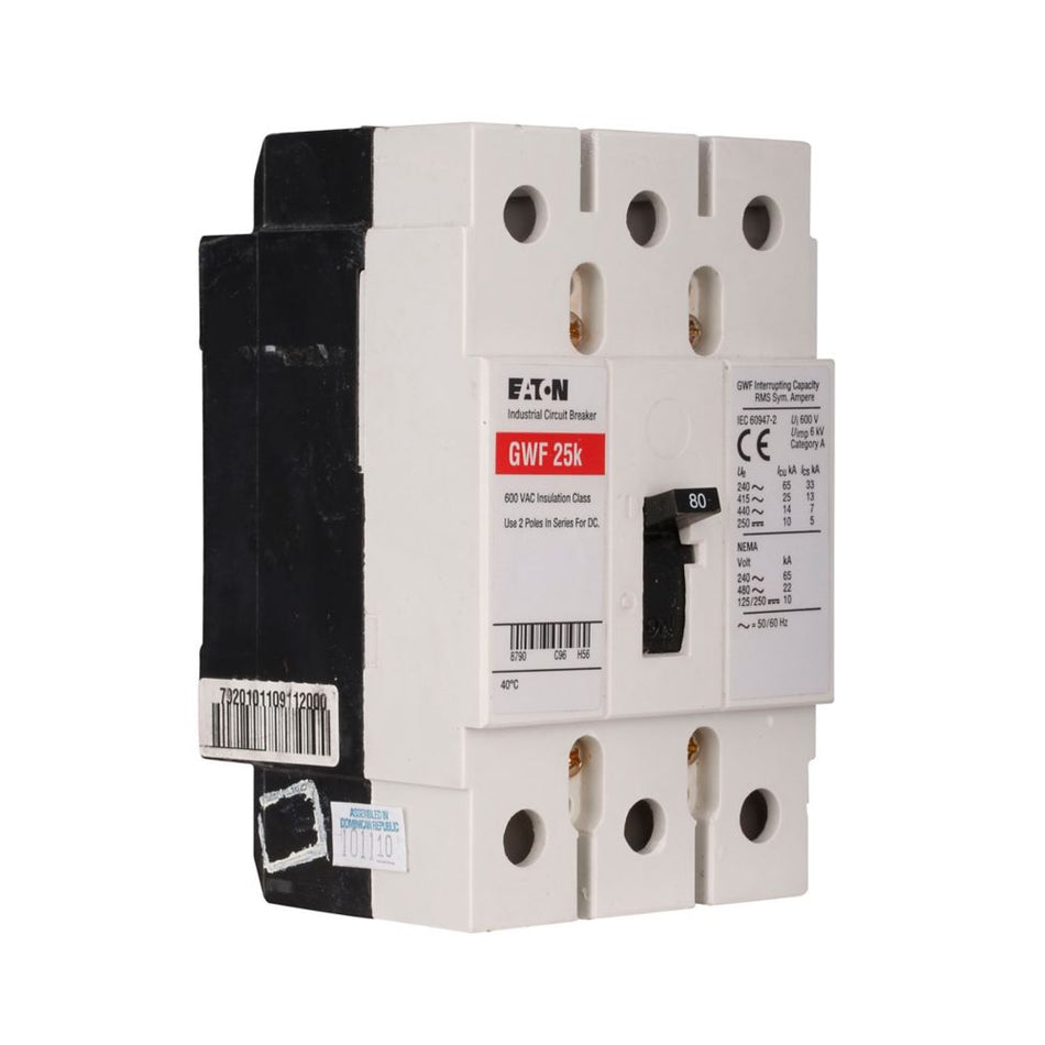 Eaton GWF3070 Series C Molded Case Circuit Breaker – 70A, 3-Pole, 440VAC, 25 kAIC