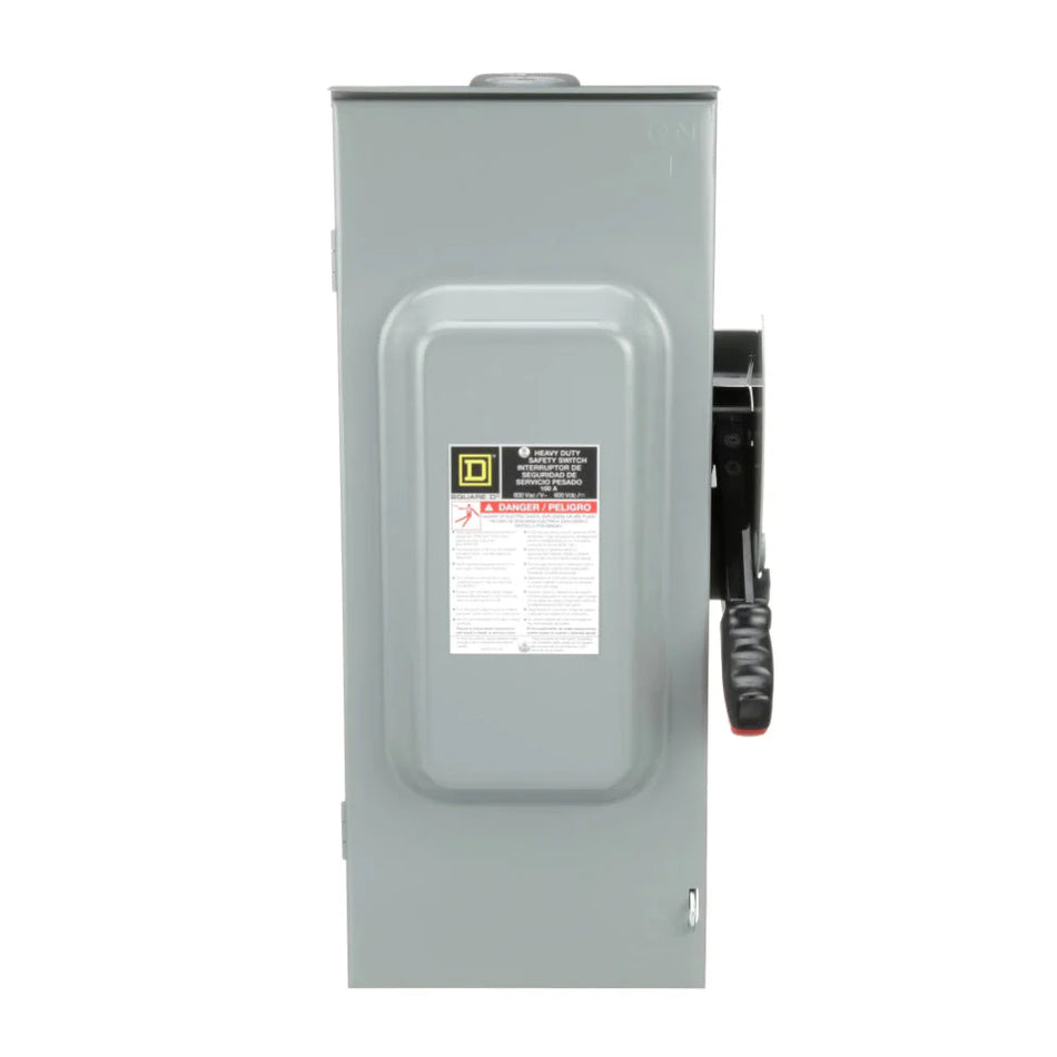 Square D H363RB Heavy Duty Safety Switch – 100A – 3 Pole – 600VAC/DC – Fusible Disconnect – NEMA 3R Outdoor Enclosure