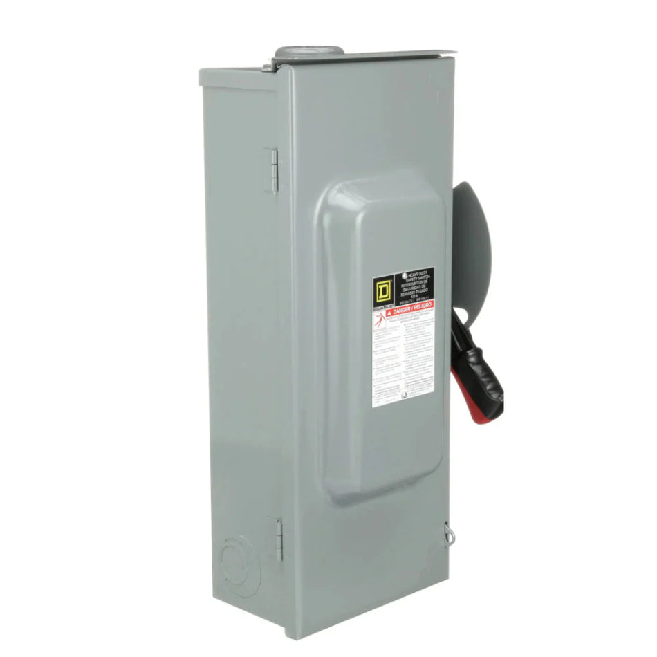 Square D H363RB Heavy Duty Safety Switch – 100A – 3 Pole – 600VAC/DC – Fusible Disconnect – NEMA 3R Outdoor Enclosure