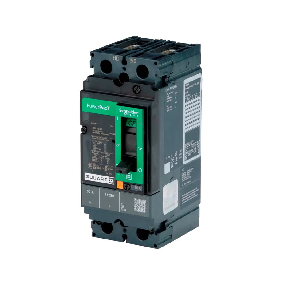 Square D HDL26080 80 Amp 2-Pole Molded Case Circuit Breaker – Feed-Thru – 600V AC