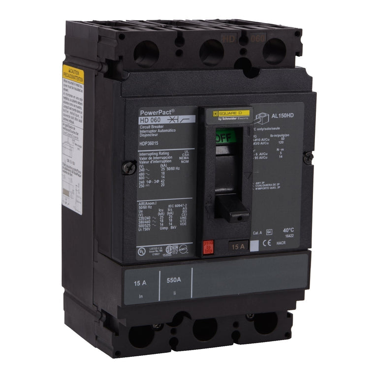 HDP36060U31X - Square D Bolt-On 600V 60A 3 pole circuit breaker 18kA@480V
