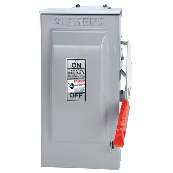 Siemens HF361R – 3-Pole 30A 600V Fusible Heavy Duty Safety Switch / Disconnect, NEMA 3R