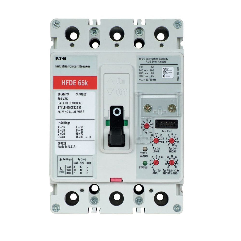 Eaton HFDE316035 Series C Electronic Molded Case Circuit Breaker – 160A, 3-Pole, 600VAC/250VDC, 65 kAIC