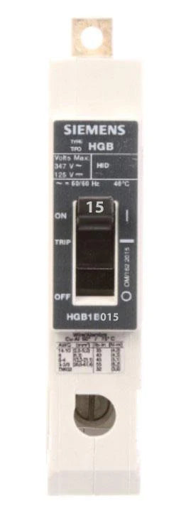 Siemens HGB1B015B Molded Case Circuit Breaker – VL Series – 15A – 1 Pole – 347V – Bolt-On – Thermal Magnetic Protection