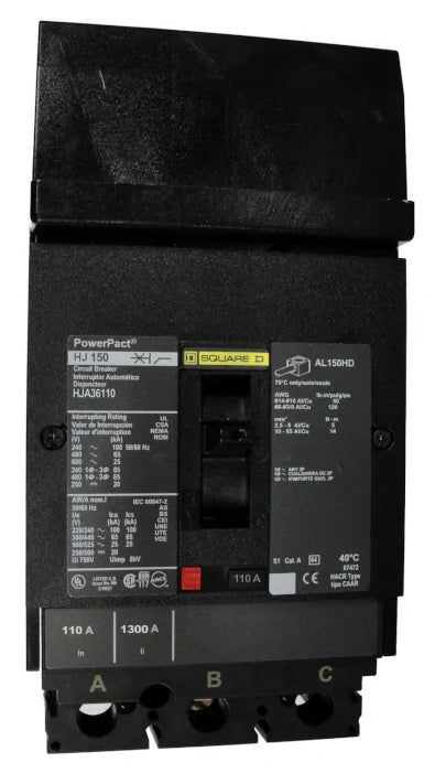 Square D HJA36110 110A 3 Pole Molded Case Circuit Breaker – Bolt On – 600V