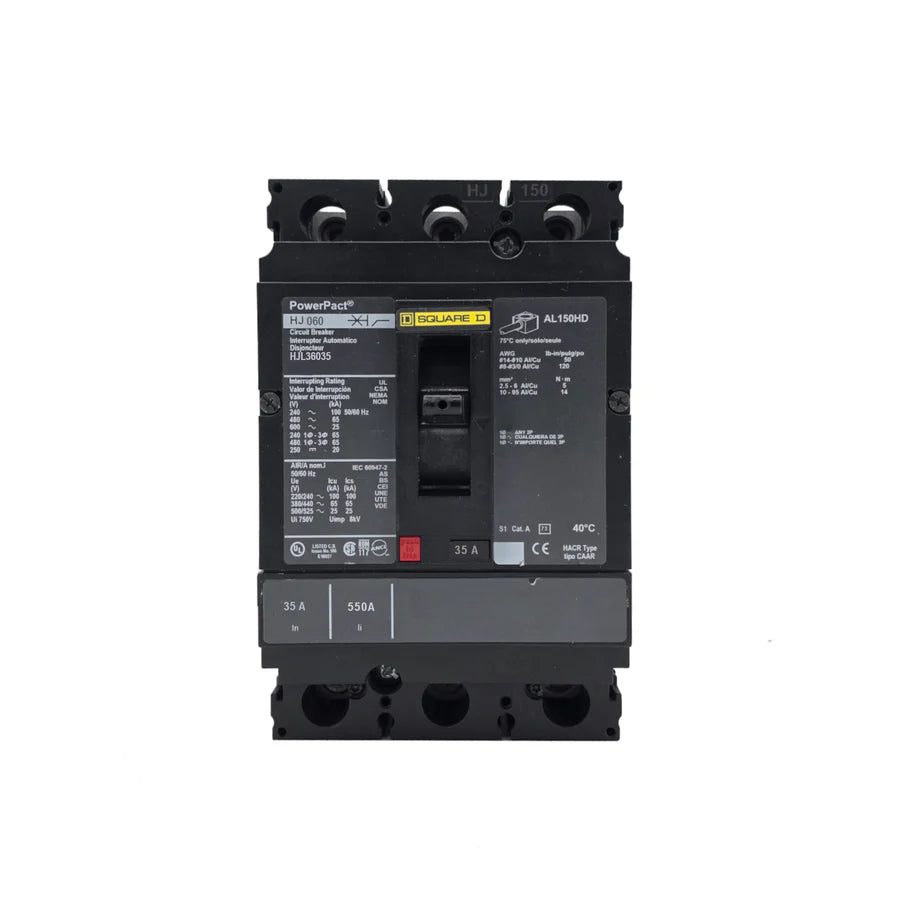Square D HJL36035 35A 3 Pole Molded Case Circuit Breaker – Bolt On – 600V
