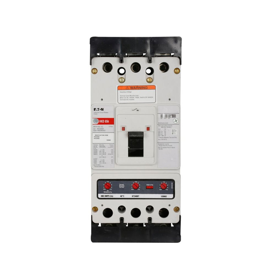 Eaton HKD3400W Series C Molded Case Circuit Breaker – 400A, 3-Pole, 600VAC/250VDC, 65 kAIC