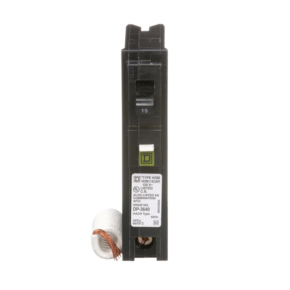 Square D HOM115CAFI Homeline CAFCI Breaker | 15A, 1-Pole, 120V