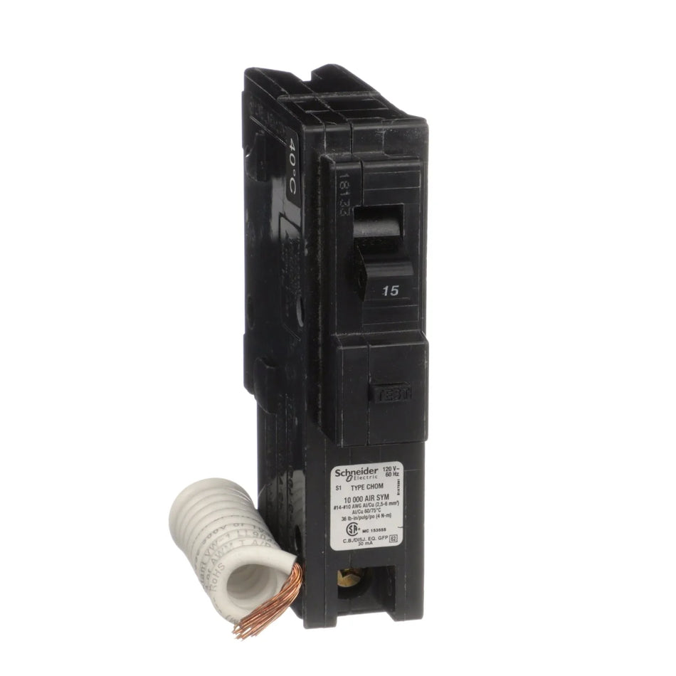Square D Homeline HOM115EPD 15 Amp 1-Pole GFEP Circuit Breaker – Plug-In – 120V AC