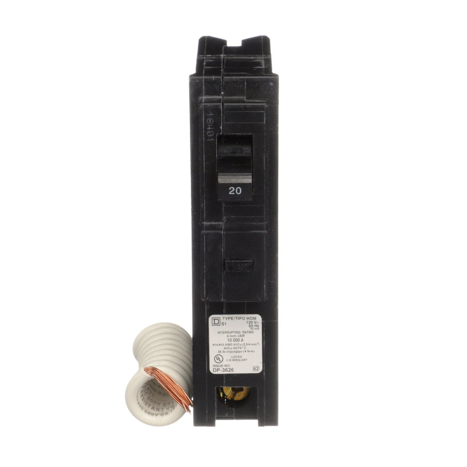 Square D Homeline HOM120EPD 20 Amp 1-Pole GFEP Circuit Breaker – Plug-In – 120V AC